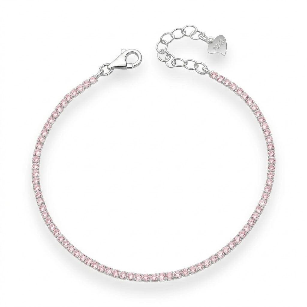 Pulsera Tenis Circones Rosas 2 mm