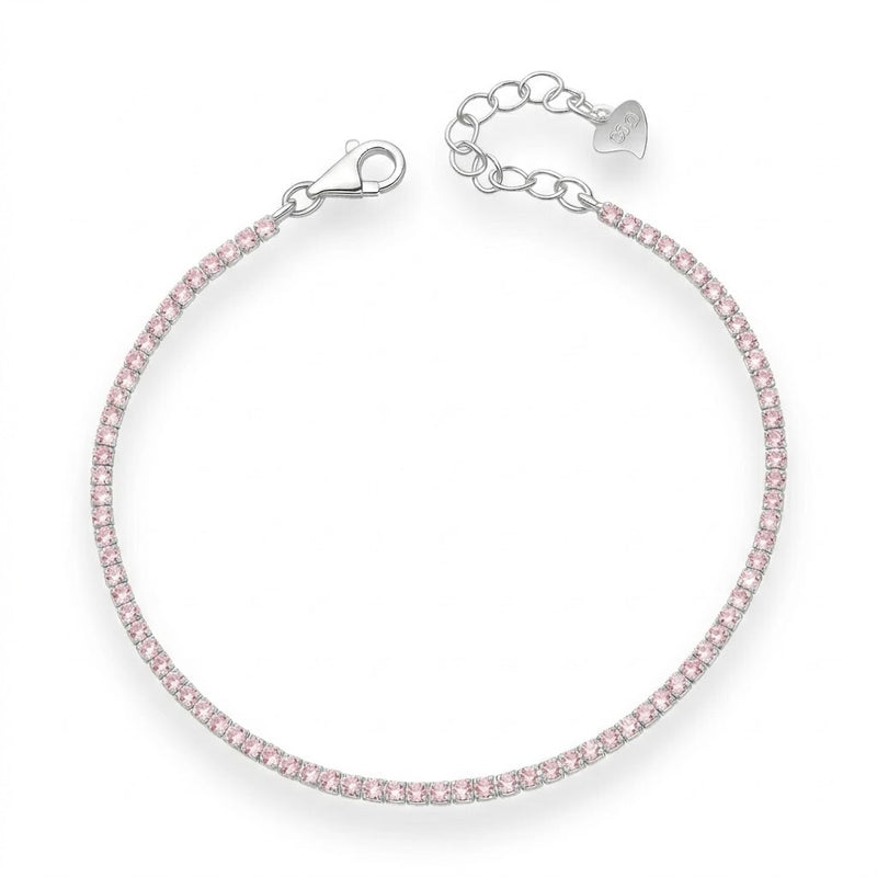 Pulsera Tenis Circones Rosas 2 mm