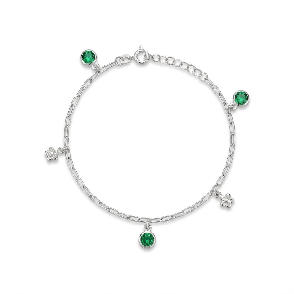 Pulsera Tradicional Circones Verdes Flores 2 mm