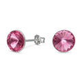Aros Pegados Cristal Swarovski® Circular Rosa 8 mm