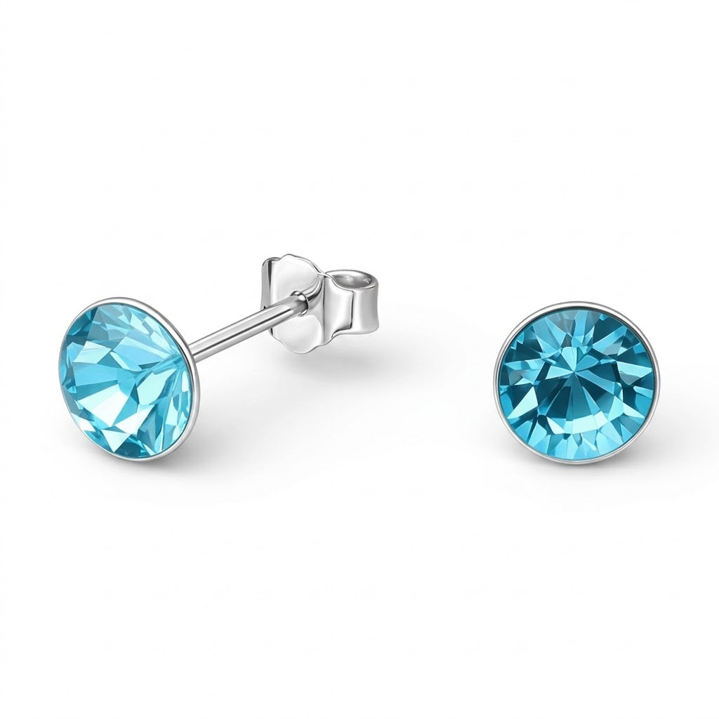 Aros Pegados Cristal Swarovski® Circular Celeste 6 mm