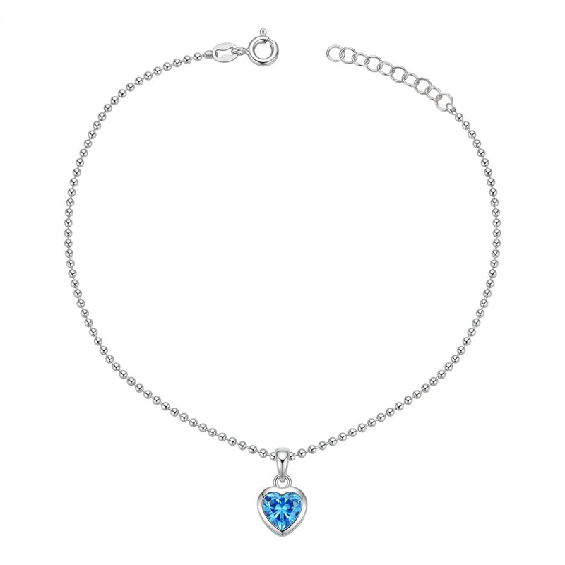 Tobillera Pelotitas Corazón Azul