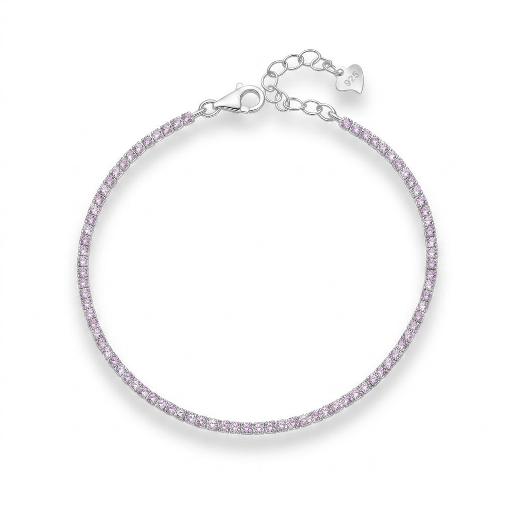 Pulsera Tenis Circones Púrpuras 2 mm