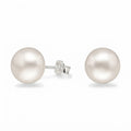 Aros Pegados Perla Achatada Blanca Sintética 10 mm