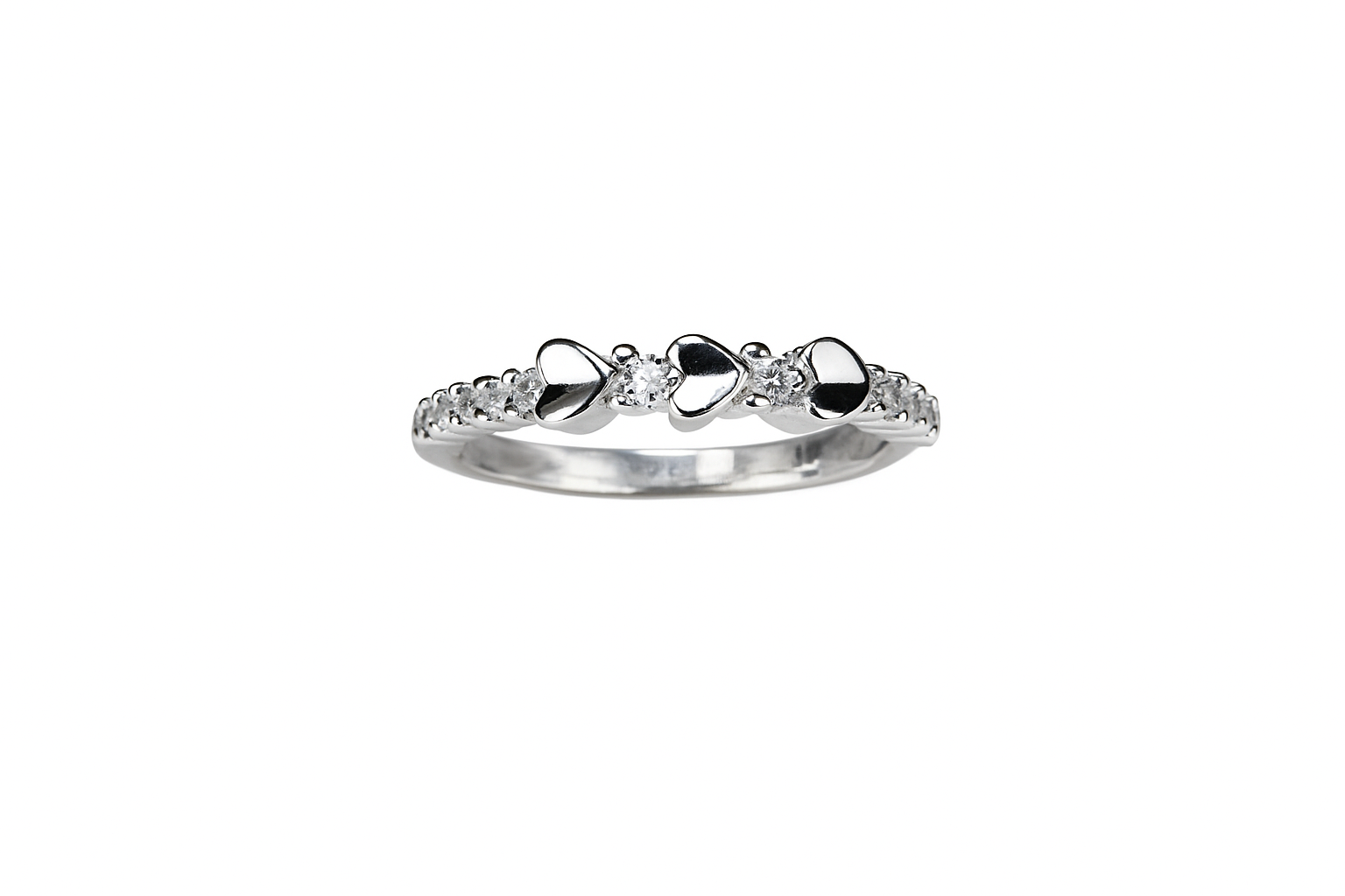 Anillo 3 Corazones con Circones Plata 925