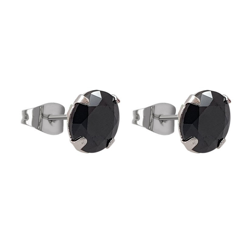 Aros Circón de Color Negro Plata 925