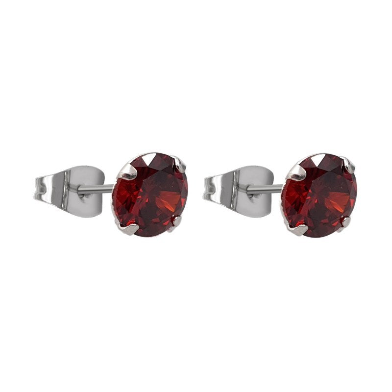 Aros Circón de Color Rojo Plata 925