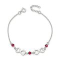Pulsera Rolo Infinito Corazones Cristales Swarovski® Fucsia 1.3 mm