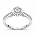 Anillo Solitario Alto Moissanita Microcircones Laterales