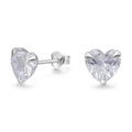 Aros Pegados Circón Corazón Blanco 8 mm
