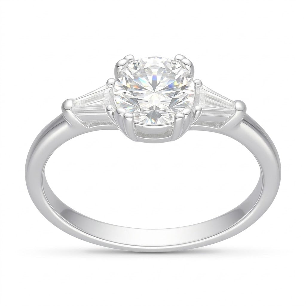 Anillo Solitario Moissanita Circones Laterales