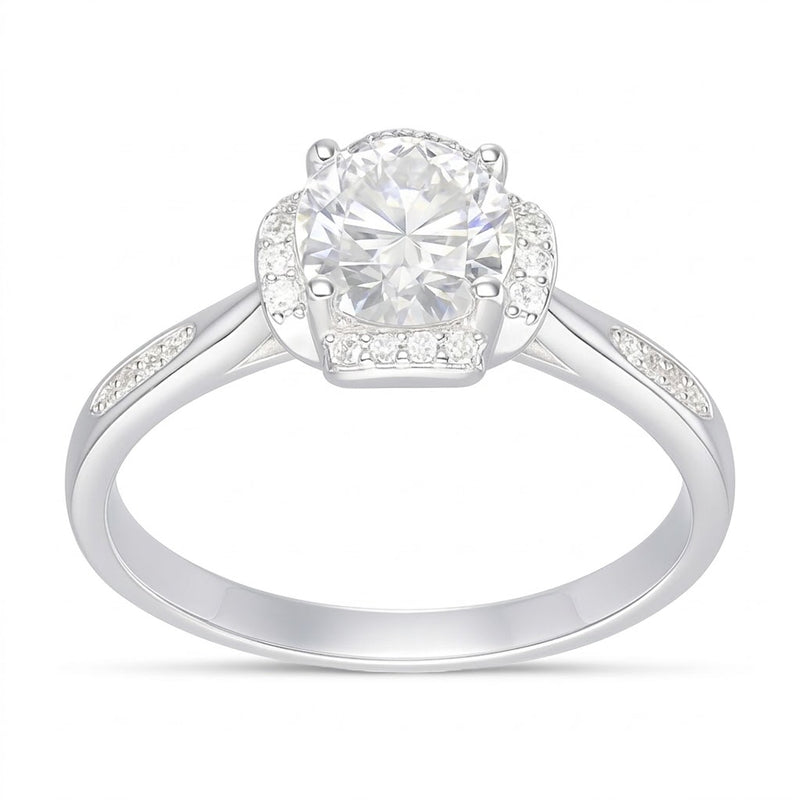 Anillo Moissanita Rodeada Microcircones Laterales
