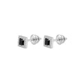 Aros Pegados Circón Cuadrado Negro Rodeado Circones