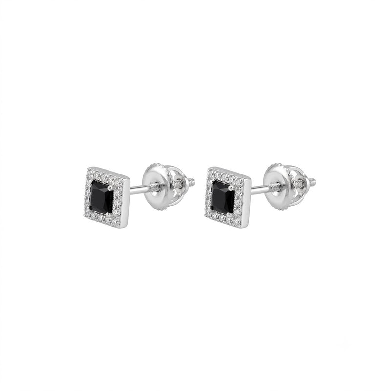 Aros Pegados Circón Cuadrado Negro Rodeado Circones