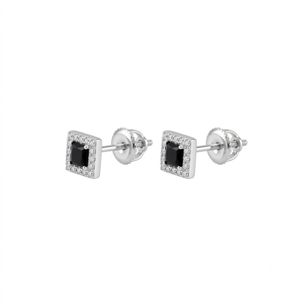 Aros Pegados Circón Cuadrado Negro Rodeado Circones