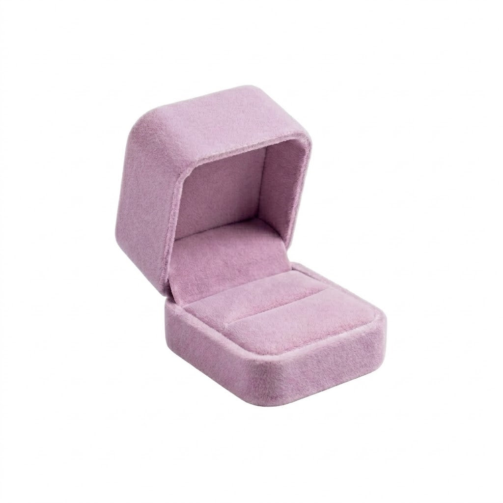 Caja Anillo Alta Terciopelo Rosa