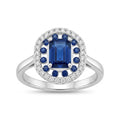 Anillo Circón Rectangular Azul Rodeado