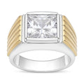 Anillo Sello Circón Líneas Oro