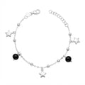 Pulsera Tradicional Esferas Estrellas Cristales Negros 2 mm