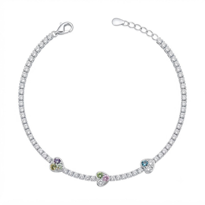 Pulsera Tenis Circones Corazones Colores 2 mm