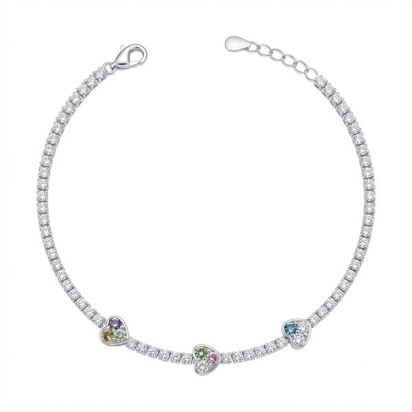 Pulsera Tenis Circones Corazones Colores 2 mm