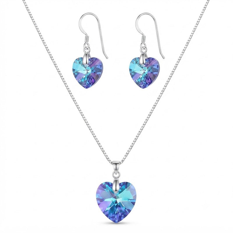 Collar Cadena Veneciana + Aros y Colgante Corazón Cristales Swarovski® 45 cm