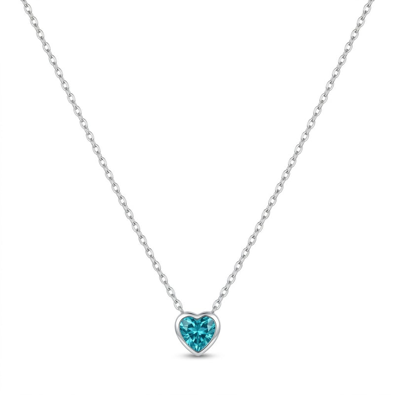 Collar Cadena Tradicional + Punto Luz Corazón Celeste 45 cm