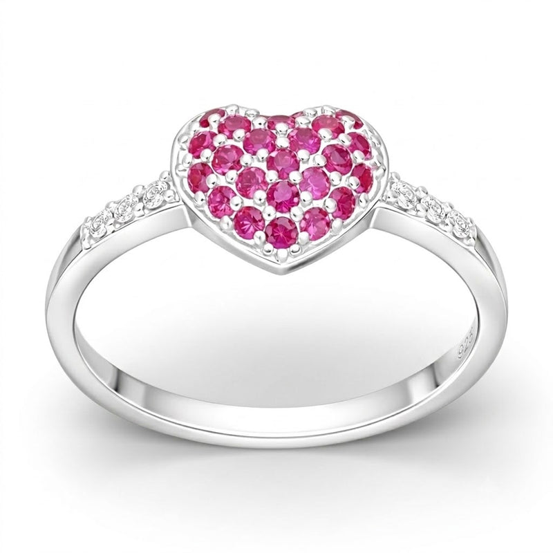 Anillo Corazón Circones Fucsia