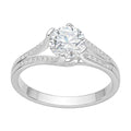 Anillo Doble Solitario Moissanita Microcircones Laterales