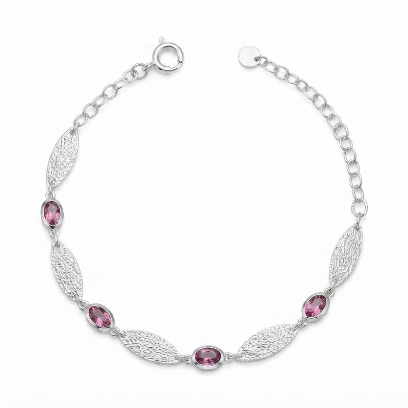 Pulsera Hojas Facetadas Circones Fucsia 5.5 mm