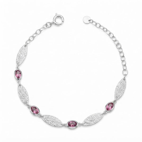 Pulsera Hojas Facetadas Circones Fucsia 5.5 mm