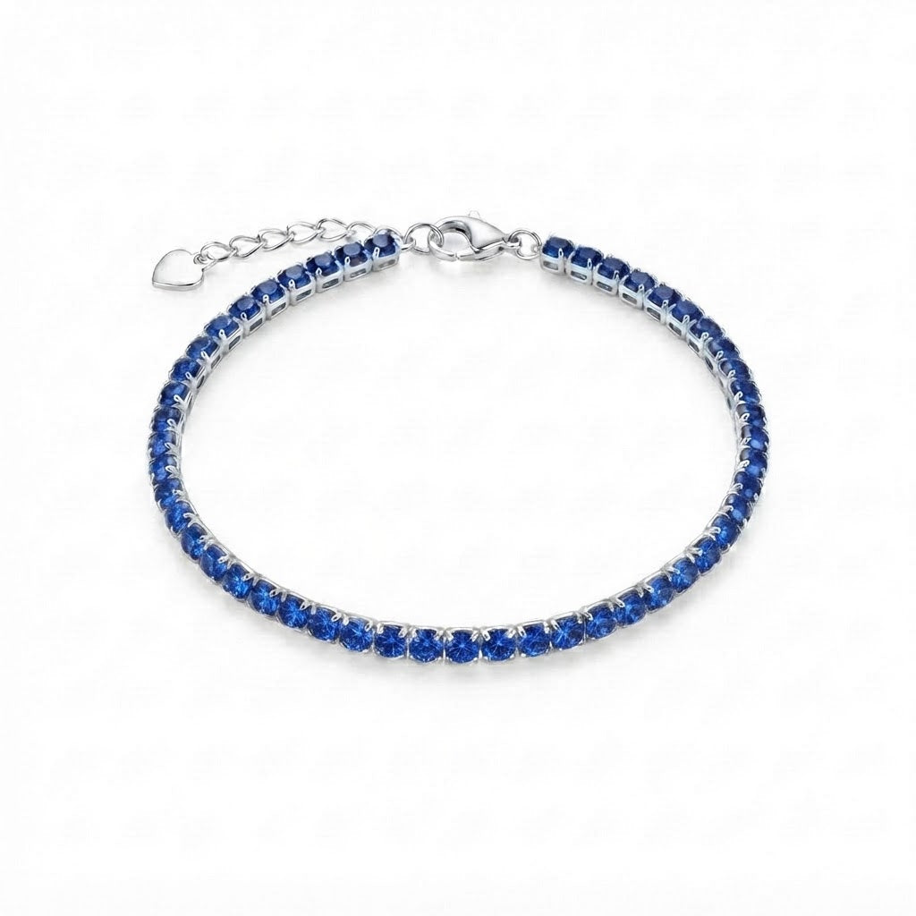 Pulsera Tenis Circones Azules 3 mm