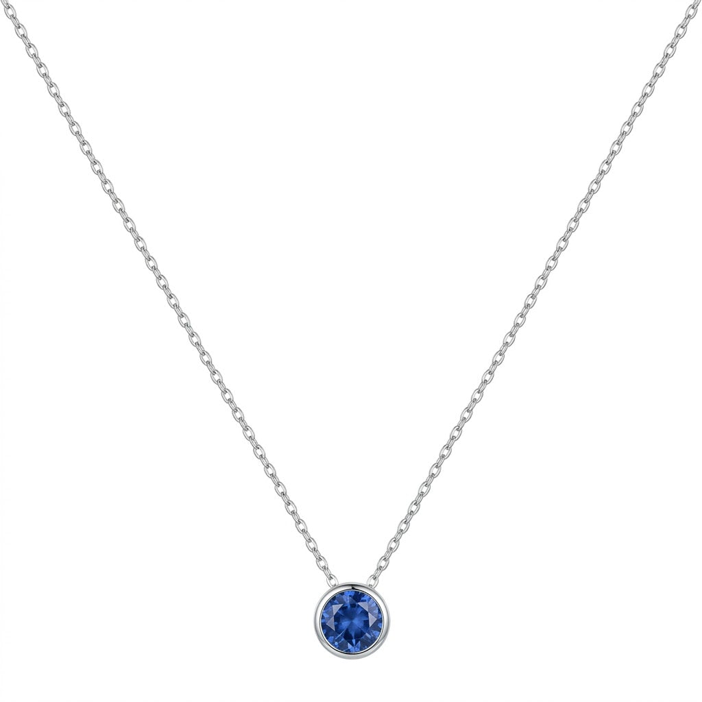 Collar Cadena Tradicional Martillada + Punto Luz Azul 45 cm