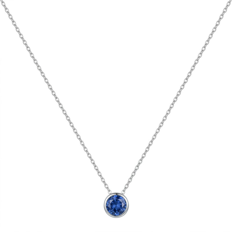 Collar Cadena Tradicional Martillada + Punto Luz Azul 45 cm