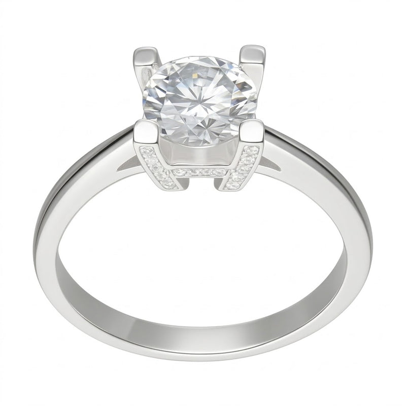 Anillo Solitario Moissanita Microcircones Laterales